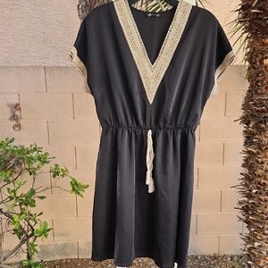 PrettyGarden Black Dress with Cream Accents